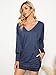 ZANZEA Women's V Neck Long Sleeve Casual Oversized Baggy Tops Loose Blouses Pullover Tunic Sweater Sweartshirt Dress Blue Large