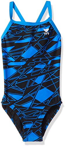 TYR Girls Mantova Diamondfit Swimsuit, Blue, 24