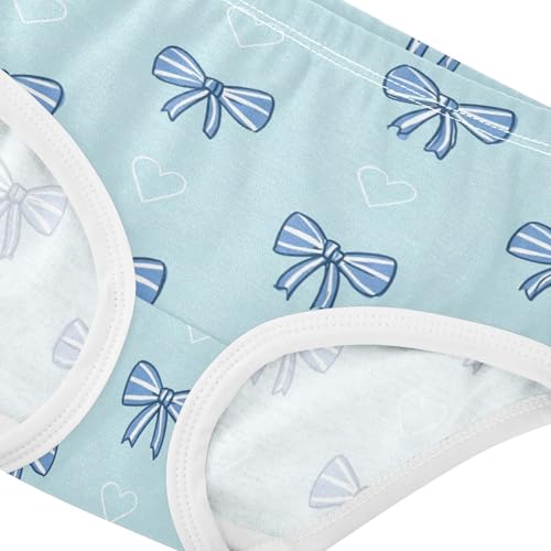Wusikd Blue Bows Stripes Hearts (2) Girls' Underwear Cotton Girls Briefs Soft Toddler Underwear 2T4