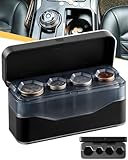 Larger Capacity Coin Holder for Car, Change Coin Organizer Compatible with Coins of Different Size, Compact & Portable Coin Dispenser Storage Fit for Most Vehicle Trucks Accessories Transparent Black