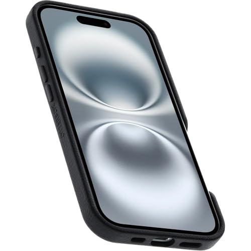 Image of OtterBox iPhone 16 Symmetry Series Cactus Leather for MagSafe - Noir Ash Black - Ultra-Thin, Sleek iPhone Case, Premium iPhone Case, MagSafe Compatible