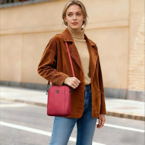 Image of Genuine Leather Small Crossbody Bags for Women | Lightweight Shoulder Purse, Designer Handbag with Adjustable Strap, Casual Travel Everyday Bag
