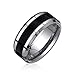 Produktbild Bling Jewelry Einfach Zwei Ton Schwarz Center Paare Hochzeit Band Tungsten Ring Für Herren Für Damen Silber Ton Abgeschrägte Kante 8MM
