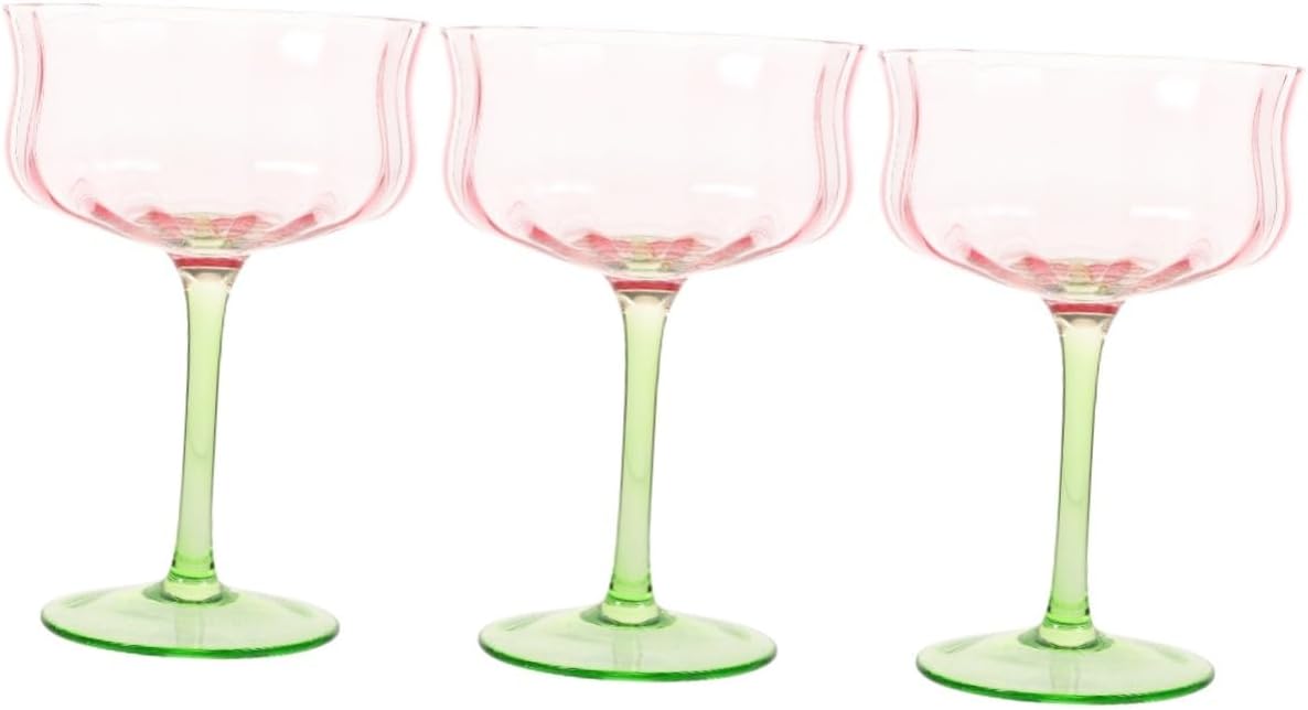 GLEAVI 3pcs Creative Gradient Goblet Glass Vintage High-stem Cocktail Cup for Bar Parties and Special Occasions Stylish Drinkware for and More