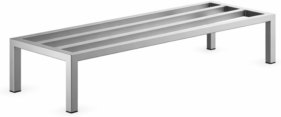 Stainless Steel Dunnage Rack, Silver, Type 430, Heavy-Duty Storage Shelf, 60x20x12 Inches, 1750 lb Capacity, Vented Design
