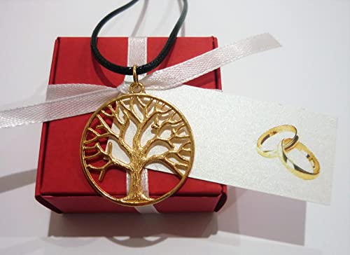 20 Colgantes Árbol de la Vida Color Oro - Detalles, Recuerdos y Regalos de Boda Para Invitados Mujer - Bodas Oro, Aniversarios