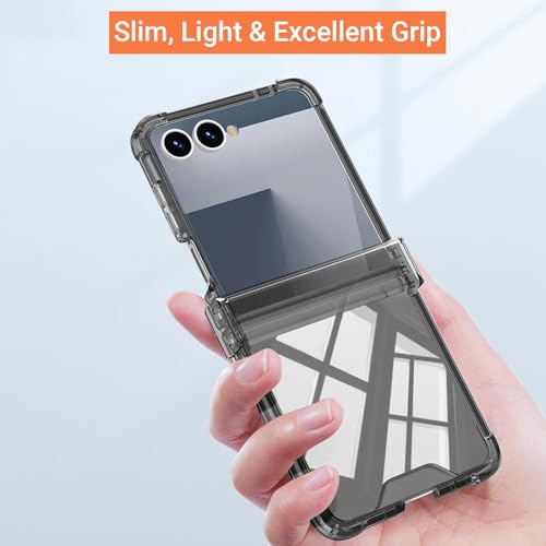 Image of Kapa Clear Airbag with Hinge Protection Back Case for Samsung Galaxy Flip7 / Z Flip 7 | Transparent Shockproof Slim Hard Protective Cover (Grey)