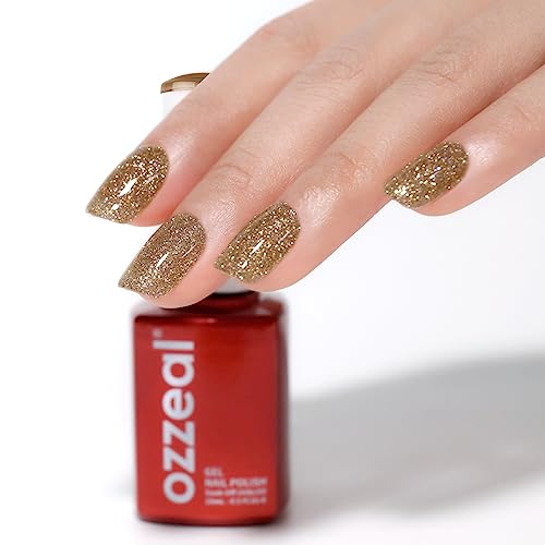 Ozzeal Glitter Gel Polish,Clear Gold Glitter Gel Nail Polish Sparkle Shimmer Gel Glitter Nail Polish Summer Rainbow Soak Off Led Uv Gel Nail Polish For Art Diy Manicure 15Ml thumb #4