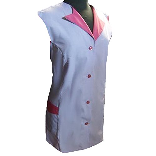 Fratelliditalia Kasack Knöpfe, Kosmetiker, Friseur, Meister, Baumwolle, ärmellos, Zuhause kittel