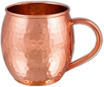 PARIJAT HANDICRAFT Copper Moscow Mule Mugs, 16 Ounce, Solid, Modern, Reusable, Cylindrical, Conductive, Hand Wash Only, 1 Count, Moscow Mule, Cocktail Glass, Mug