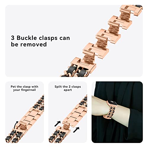 Image of Gold Watch Bands for Women Compatible with Apple Watch Band 38mm 40mm 41mm 42mm 44mm 45mm 46mm 49mm Adjustable Metal Band Cowboy Steel Chain Bracelet for iWatch Series1 /2 /3 /4 /5 /6 /7 /8 /9 /10 /11 /SE