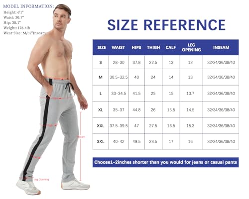 Idtswch Calça de moletom masculina listrada longa com costura interna 34/36/38/40, calça jogger com