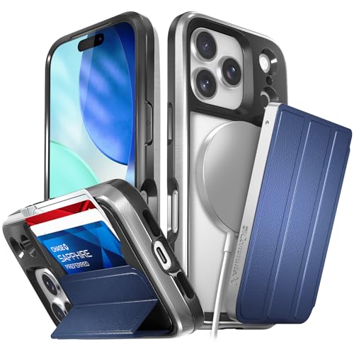 Protégez votre iPhone 17 Pro des chutes avec la coque portefeuille VENA vCommuteX bleu