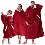 EHEYCIGA Wearable Blanket Hoodie for Women Men and Kids, Reversible Flannel Fleece Ultra Soft Plush