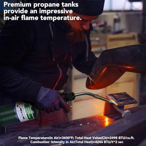 Image of Sondiko Propane Tank 2 Pack, High Purity 1LB Propane Cylinder Tank 16 oz, Factory Prefilled and DOT Compliant, Premium Propane to Broil Sous Vide for Welding Brazing Soldering
