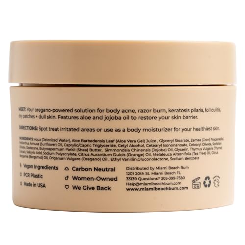 Image of Miami Beach Bum Bum + Body Cream Orange, Oregano Bum Bum Cream For Body Acne & Razor Bumps, pH-Balanced Moisturizer, 3.4 oz