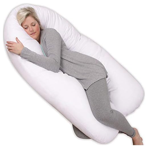 Leachco Back 'N Belly Bliss Pregnancy/Maternity Body Pillow with 100% Sateen Cotton, 300 Thread Count Zippered Cover in Soothing White