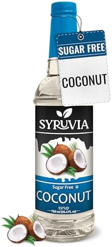 Syruvia Sugar Free Coconut Syrup, Flavored Syrup for Coffee, Cocktails, Drinks, and Desserts – 25.4 fl oz