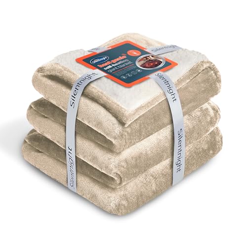 Silentnight - Silentnight Heat Genie Self Heating Giant Blanket - Cosy Warm Sherpa Fleece Throw with Unique Foil Layer to Retain Heat - Extra Large Reversible for Sofa Couch Bed Camping - 180x240cm, Natural - -41%