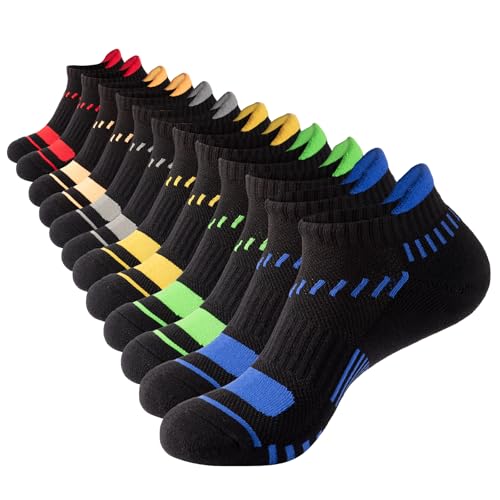 6 Pairs Mens Running Socks Breathable Mesh-hole Cushioned Socks for Men Size 10-13 13-15