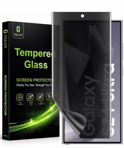 Image of iGluz Privacy Screen Protector for Samsung Galaxy S24 Ultra | Anti-Spy Privacy Guard | Fingerprint Compatible | HD Clear Display | Full Coverage | Pack of 1