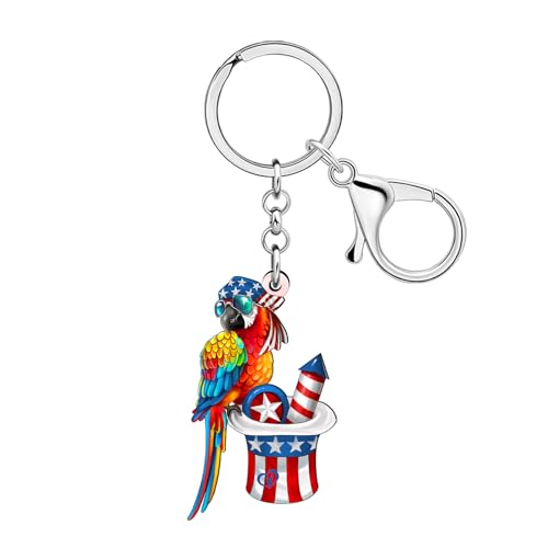 Porte-clés perroquet drapeau américain pour sublimer votre sac