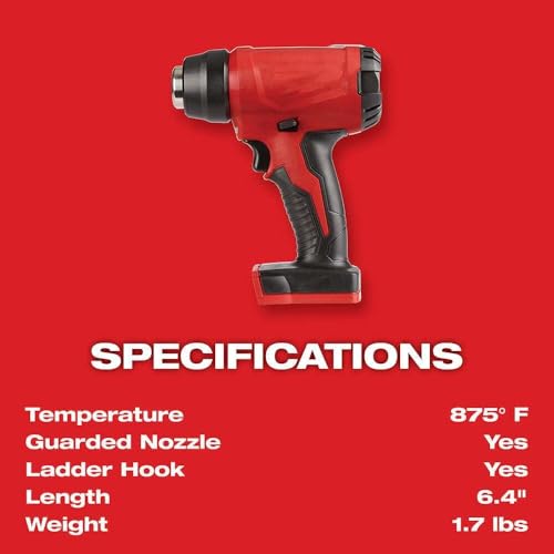 AiSnapes 2688-20 for Milwaukee Heat Guns, Cordless Heat Gun, Hearter M18 18V Automotive Cordless Compact Heat Gun - Bare Tool
