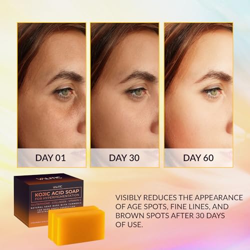 VALITIC Kojic Acid Soap for Hyperpigmentation - with Glutathione, Collagen & Vitamin C - Natural Soap Bars with Turmeric - Original Japanese Complex for Dark Spot Correction - 2 Pack - Thumbnail 3