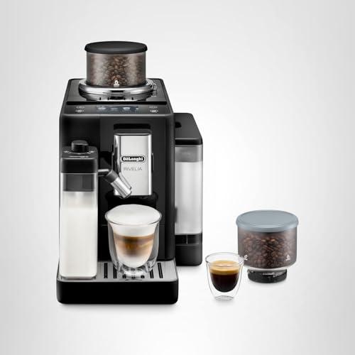 De'Longhi Rivelia Automatic Espresso Machine with Grinder & Milk Frother – All-in-One Coffee Maker, Hot & Iced Latte, Cappuccino, Bean Switch System, Burr Grinder, Compact Italian Design, Black - Image 12