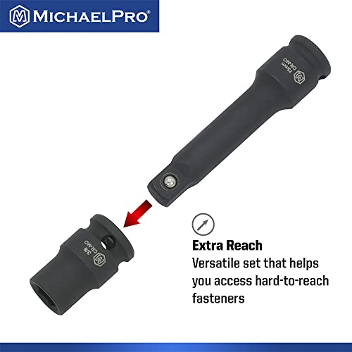 MichaelPro MP005035 3/8" Drive Impact Socket Set Metric and Standard SAE Sizes (5/16” to 3/4" and 8 to 24mm), 48-Piece Standard and Deep Sockets, CR-MO, Mechanic Socket Set - Image 5