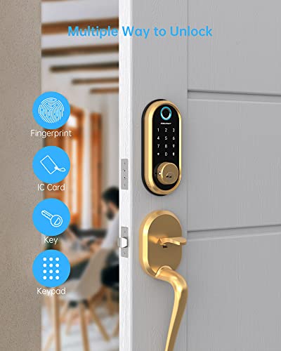 Smart Lock, Fingerprint Smart Deadbolt Lock, 5-In-1 Keyless Entry Door Lock With Bluetooth And Keypad, Door Lock Featuring Auto-Lock, Compatible With Alexa, Google Assistant For Home Hotel Apartment #TOP3