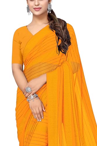 MIRCHI FASHION Women's Georgette Solid Saree with Blouse Piece