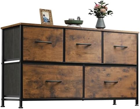 WLIVE Dresser for Bedroom with 5 Drawers, Wide Chest of Drawers, ...