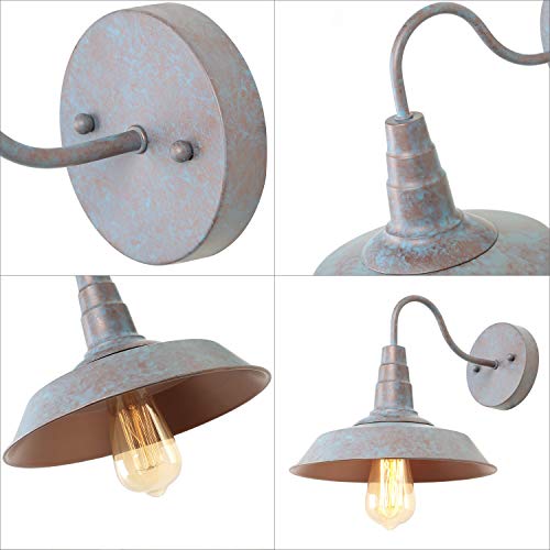 Image of LALUZ Wall Sconce, Farmhouse Barn Gooseneck Light Fixture with Blue Finish for Bedroom, Kitchen, Pathway, Foyer and Bathroom