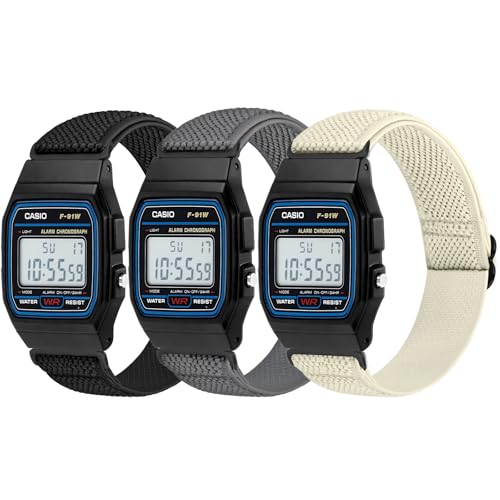 3�{�p�b�N�̃S���o���h�BCasio F91W/Casio AE-1300/AE-1200/AE-1000/F-108/W-217H/W-218H/A158W/A168W/SGW-300H/W-800H�ɑΉ� ���߉\�ȐL�k���X�|�[�c�X�g���b�v ���K�ȃi�C��