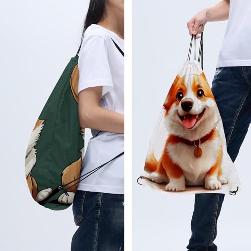 Sac à dos corgis pliable avec cordon de serrage résistant à l'eau pour adulte