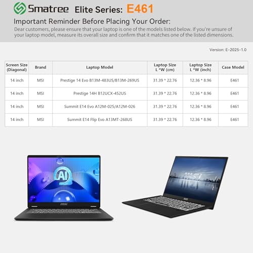 Étui ordinateur MSI Summit E14 avec poche accessoires antichoc Smatree E461 - 2