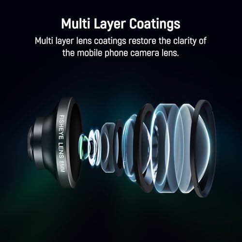NEEWER HD 8mm Fisheye Phone Lens Only for 17mm Thread Backplate, 220° Wide Angle Compatible with SmallRig NEEWER iPhone Samsung Phone Cage Case with 17mm Lens Adapter, Compatible with Sandmarc, LS-29