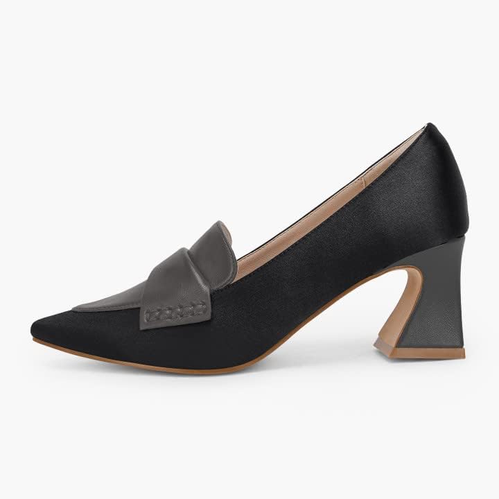 Women's Chunky Block Low Heels Pumps Stitching Retro Work Office Dress Shoes - Image 3