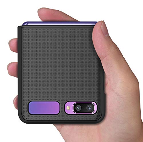 Case For Galaxy Z Flip, Nakedcellphone [Black] Protective Snap-On Cover [Grid Texture] For Samsung Galaxy Z Flip 5G Phone (Sm-F700, Sm-F707) 2020 #TOP2