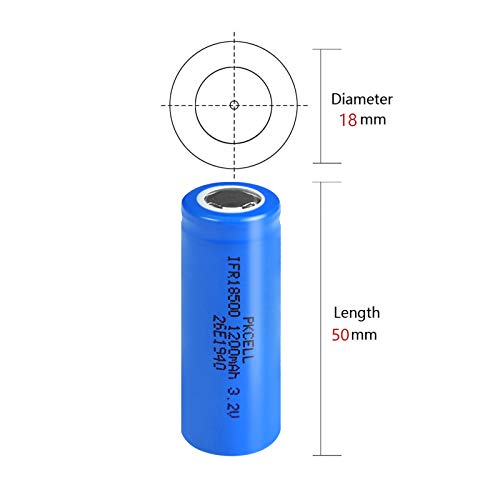 Pkcell Ifr18500 1200Mah 3.2V Lifepo4 Lithium Phosphate Rechargeable Batteries Flat Top(2Pc) #TOP1