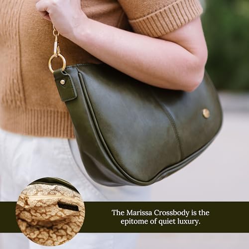 Image of Modern+Chic Crossbody Bags for Women - Marissa Saddle Crossbody, Vegan Leather Shoulder or Handbag with Two Adjustable Straps
