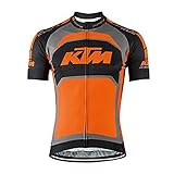 Herren Radfahren Trikot Mountainbike Kurzarm schnell trocknend Fahrrad-Shirts für Männer mit 3 Taschen hinten