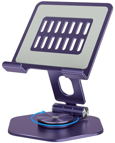 SOJUNER(ソジュナー) アルミニウム製タブレットスタンド デスク用 360度回転 iPad&タブレットホルダー - 厚みのある素材 & 折りたたみ式デスクトップマウント 5~12.9インチのデバイス用 パープル（Amazon）