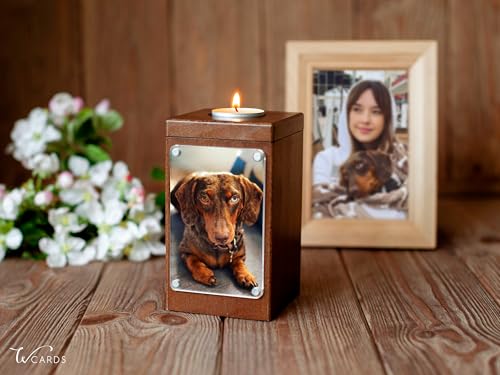 Image of Personalized Pet Memorial - Dog Memory Box Keepsake with Photo, Cat Cremation Urn for Ashes Candle (Medium, Without Engraving)