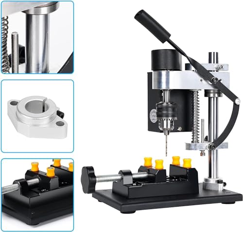 Mini Bench Drill Press, 6 Inches Adjustable 7-Speed Small Benchtop Drilling Machine, Suitable For Direct Drilling Of Metal, Wood, Plastics, Acrylic, DIY Jewelry Making Crafts Tool (40mm Drilling Size) - Thumbnail 6