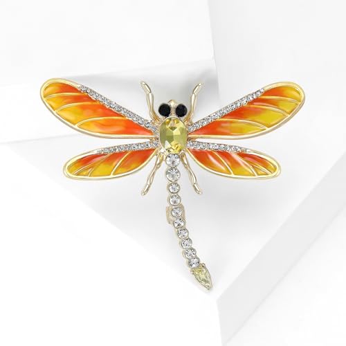 Image of Dragonfly Brooch and Pins for Women Enamel /Rhinestone Crystal Dragonfly Animals Brooches Jewelry for Mom Wife Elegant Dress Accessories Birthday Gifts