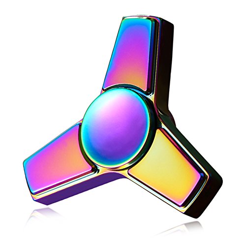 Only High Quality Fidget Spinner Stainless Steel by OHQ - EDC Premium Hand Spinner Toy for Killing Time - Reduces Anxiety, Increases Focus, Helps ADHD&Autism (Rainbow)