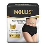 MOLLIS Disposable Period Pants for Women Heavy Flow, Maternity Pads & Postpartum Underwear, Incontinence Knickers Leak Proof, Black, Large/X-Large, 8 Count