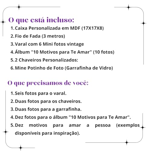Kit Personalizado para Namorados - Presente Criativo e Exclusivo com Fotos e Itens Únicos